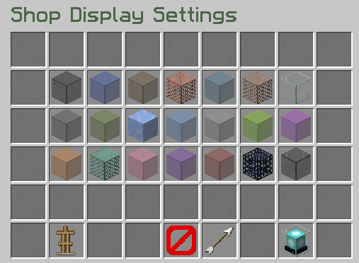 Product settings GUI